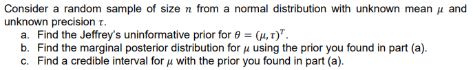 Consider a random sample of size n from a normal | Chegg.com