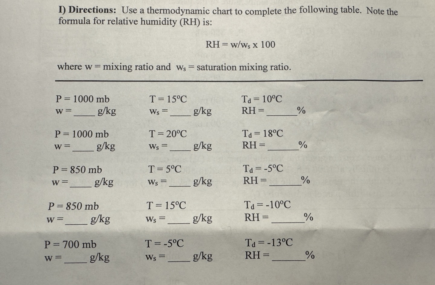 I) ﻿Directions: Use a thermodynamic chart to complete | Chegg.com