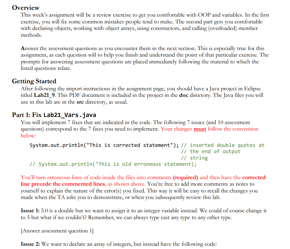 Solved Overview This Week S Assignment Will Be A Review Chegg Com