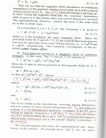 \[
E=E_{\mathrm{nt}}+\mu_{8} B m_{2} .
\]
Thus we see that the magnetic field introduces an additional dependence on the quan