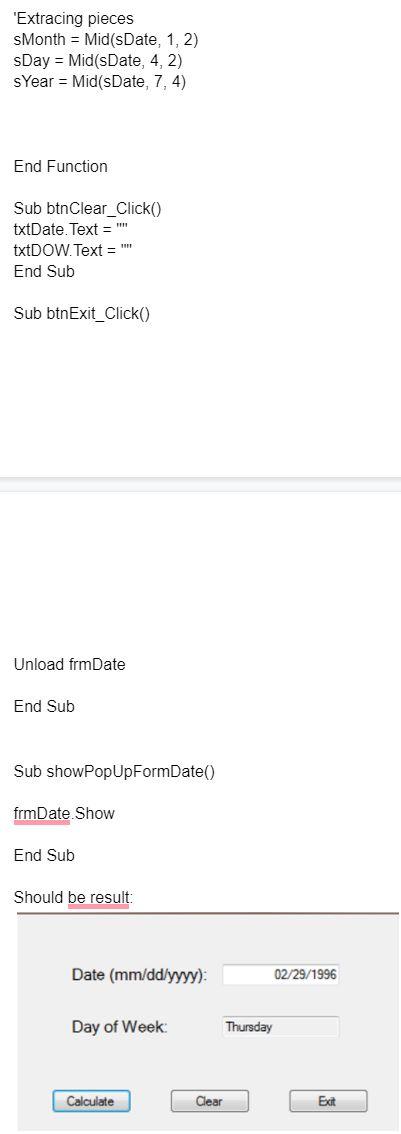 Solved Using Visual Basic, make a form that allows for a | Chegg.com
