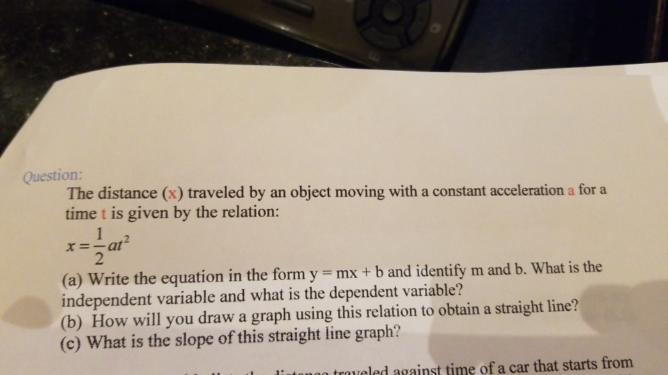 Solved Question: The distance (x) traveled by an object | Chegg.com