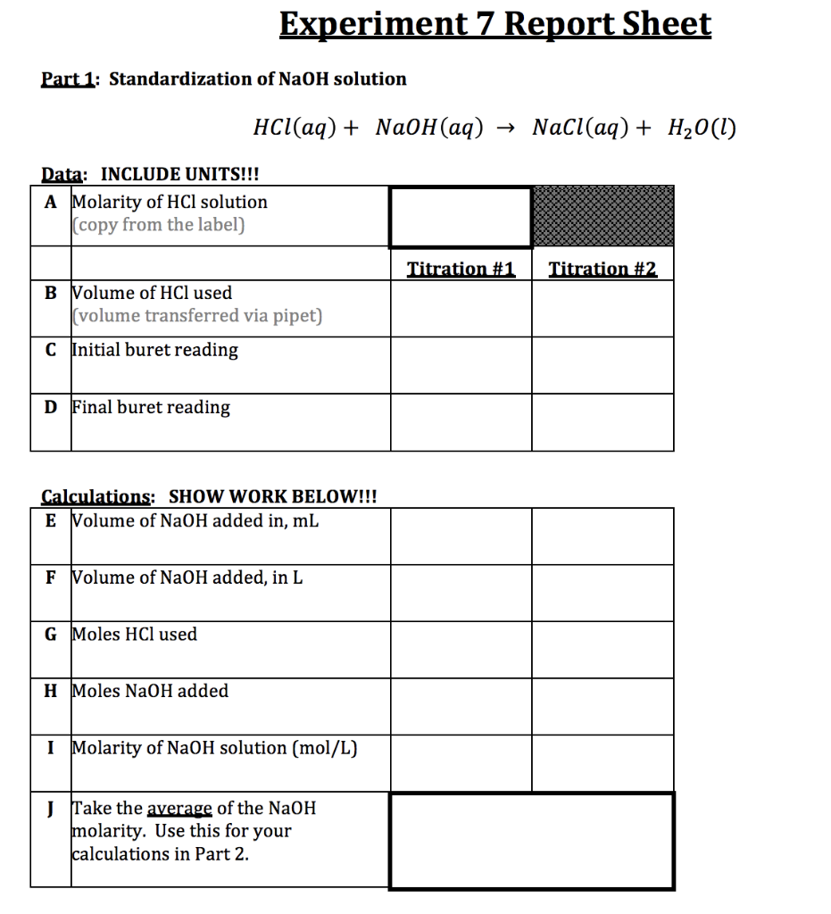 Solved Name: Section: Score: CHEM 1111 Experiment 7 | Chegg.com
