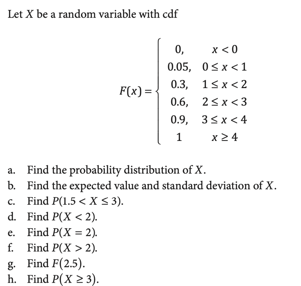 Solved Let X be a random variable with cdf F(x) = 0, x < 0 