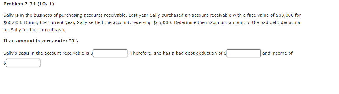 Solved Problem 7-34 (LO. 1) Sally is in the business of | Chegg.com