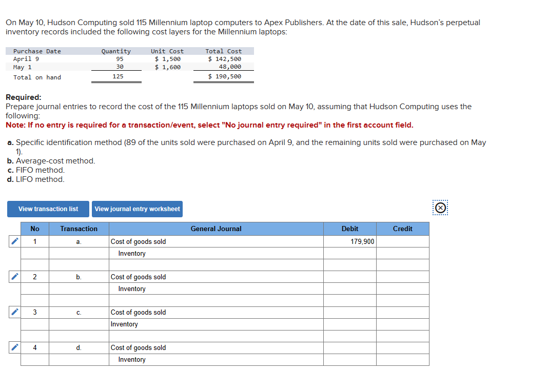 Solved On May 10, Hudson Computing sold 115 Millennium | Chegg.com