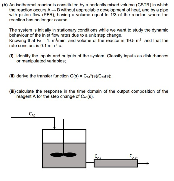 Solved (b) An Isothermal Reactor Is Constituted By A | Chegg.com