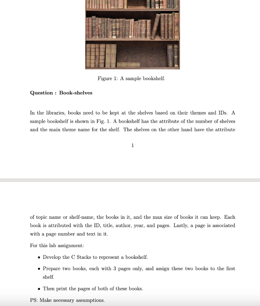 Solved Figure 1 A sample bookshelf. Question Bookshelves