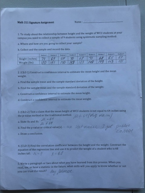 statistics signature assignment