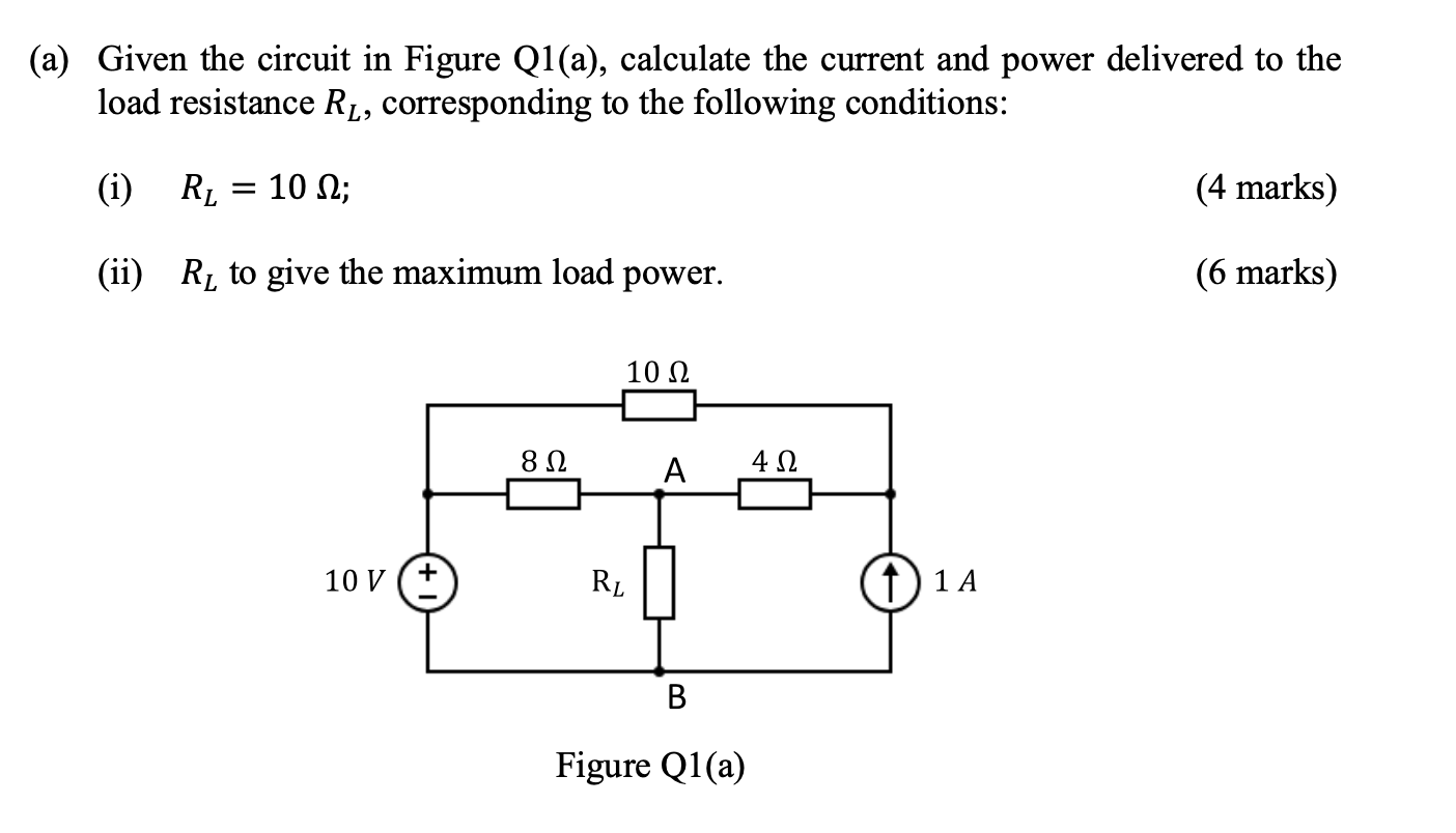 Solved (a) Given The Circuit In Figure Q1(a), Calculate The | Chegg.com