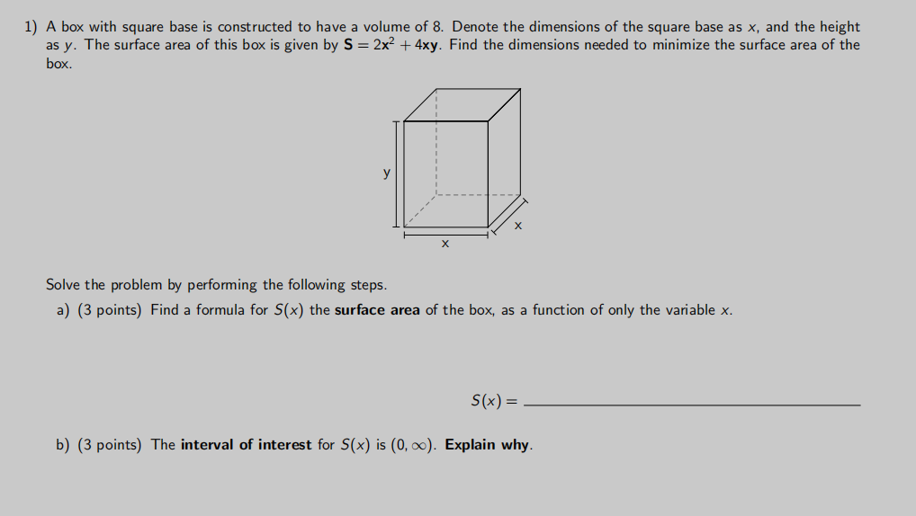 volume of square base box