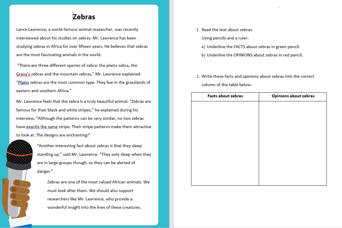 Zebras 1. Read the text about zebras. Using pencils 