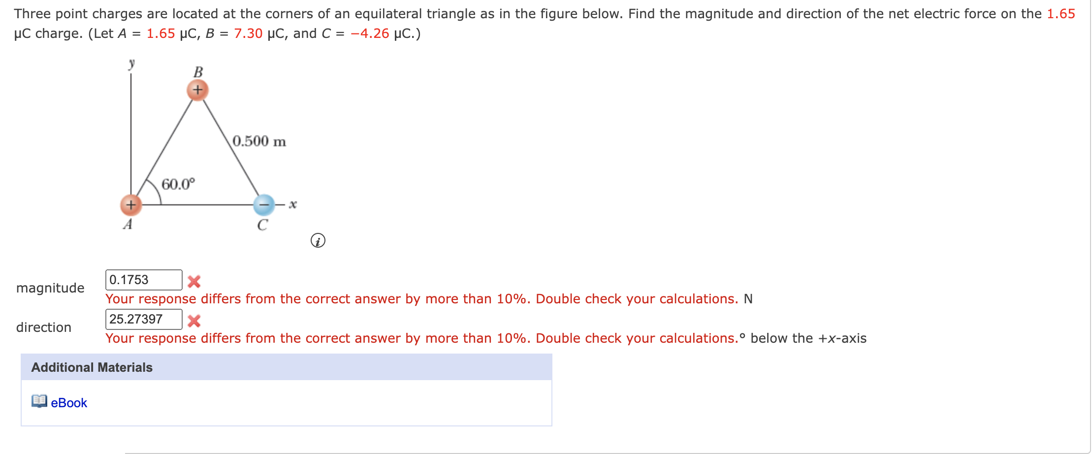 Solved Three point charges are located at the corners of an | Chegg.com