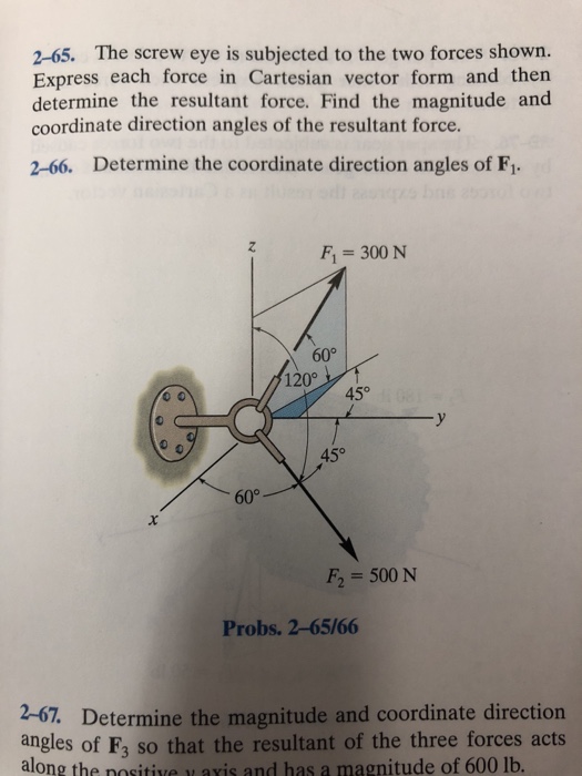 Solved 2 65 The Screw Eye Is Subjected To The Two Forces