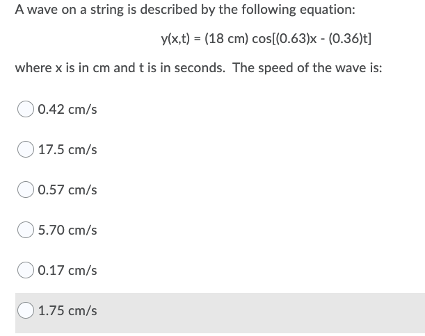 Solved A wave on a string is described by the following | Chegg.com
