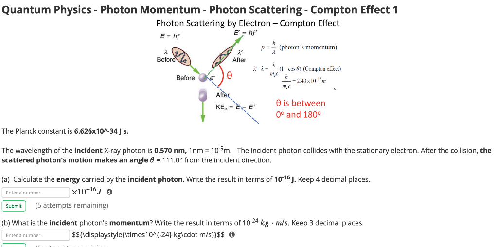 Solved Quantum Physics - Photon Momentum - Photon Scattering | Chegg.com