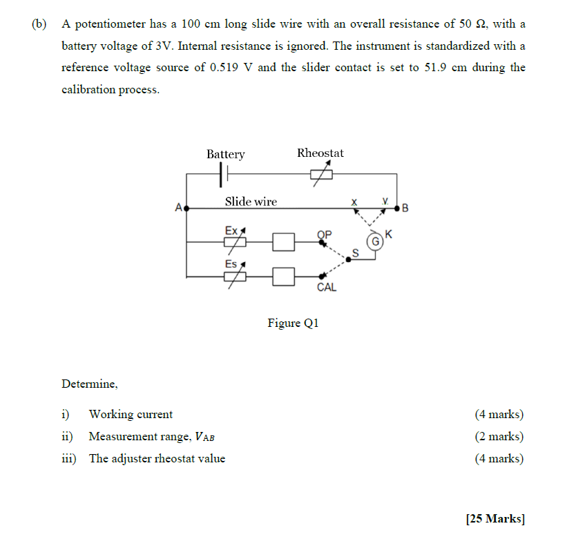 Solved (6) A potentiometer has a 100 cm long slide wire with | Chegg.com