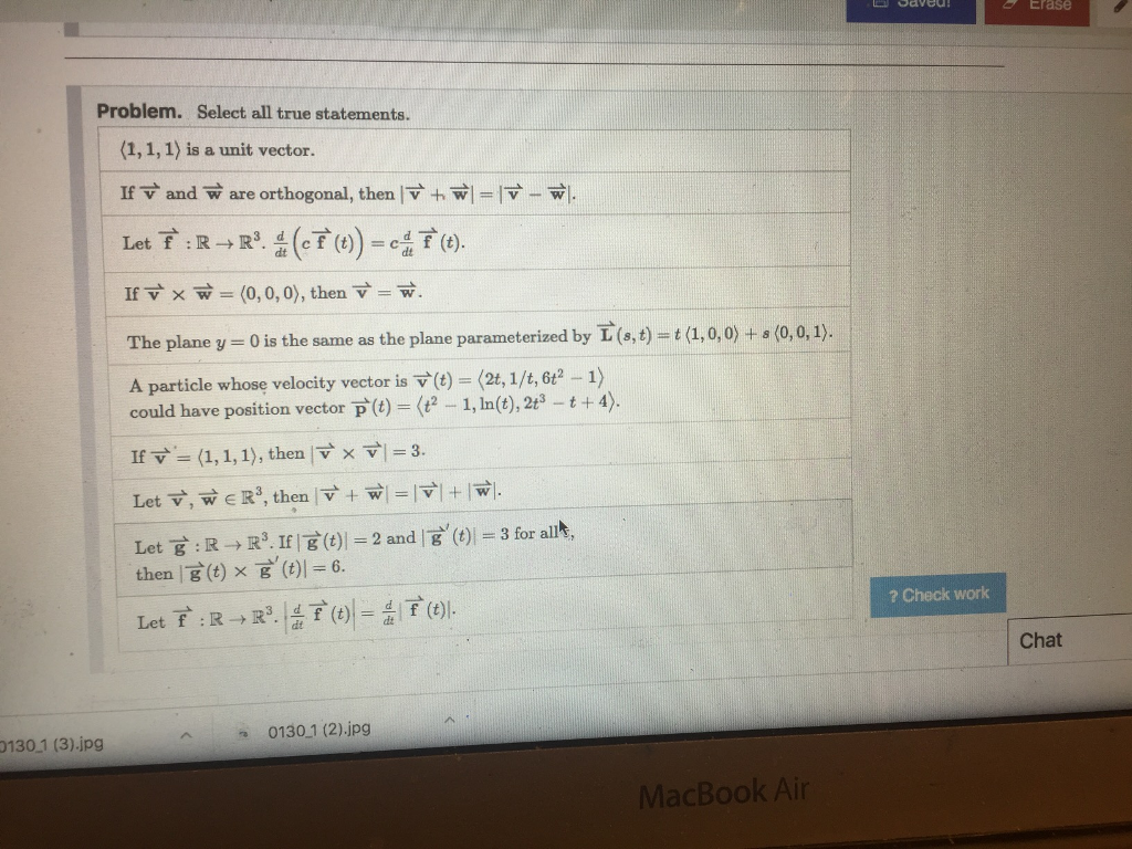 Solved Problem. Select all true statements. (1,1,1) is a | Chegg.com