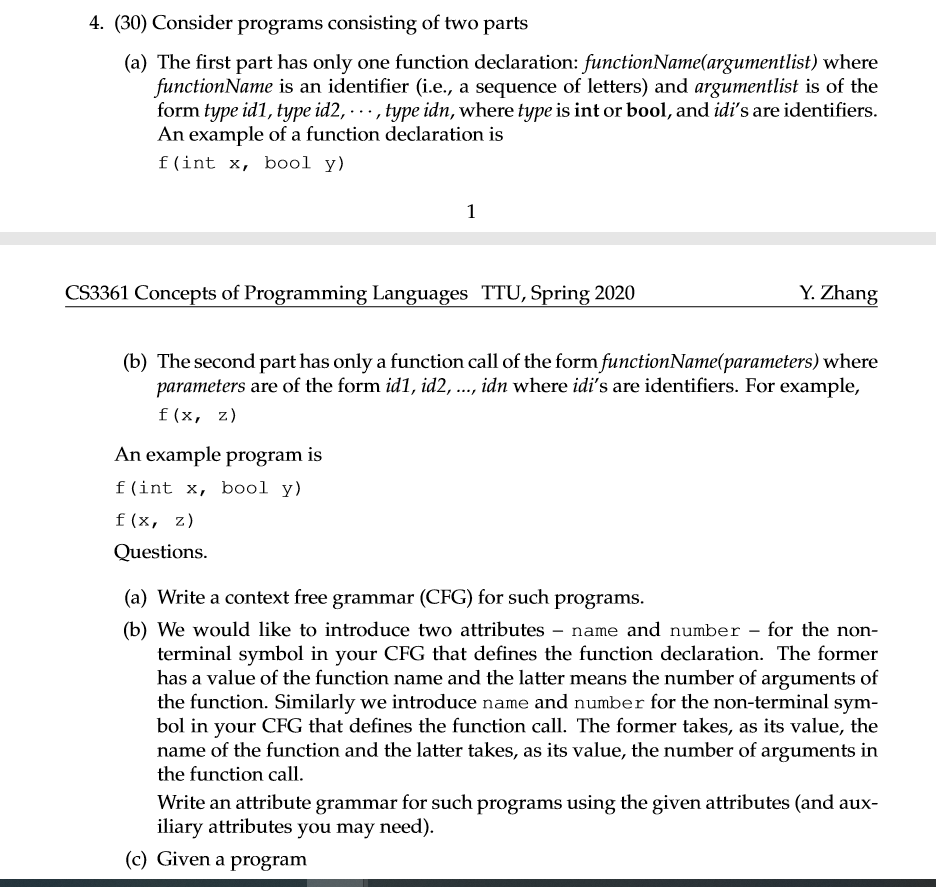 4. (30) Consider programs consisting of two parts (a) | Chegg.com