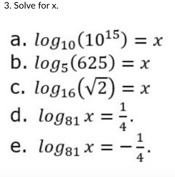 log x 81 16 4