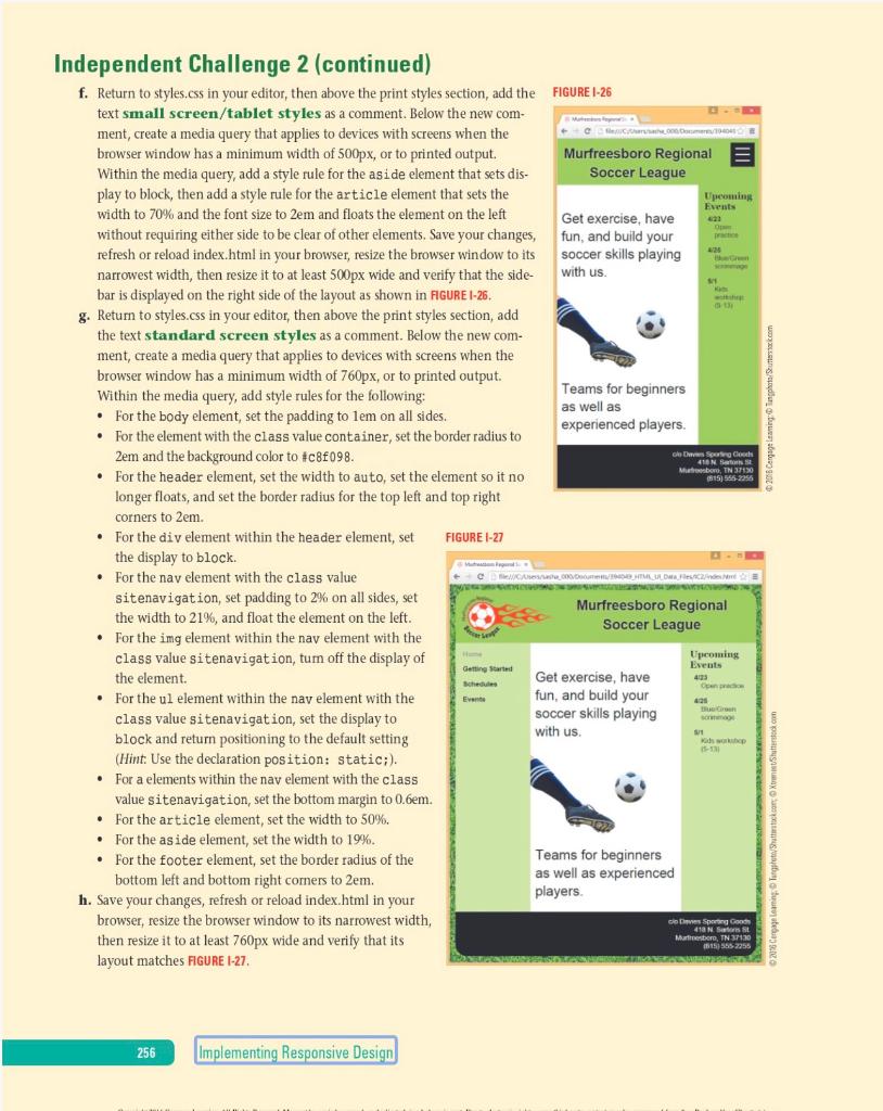 Solved As you continue your work on the website for the | Chegg.com