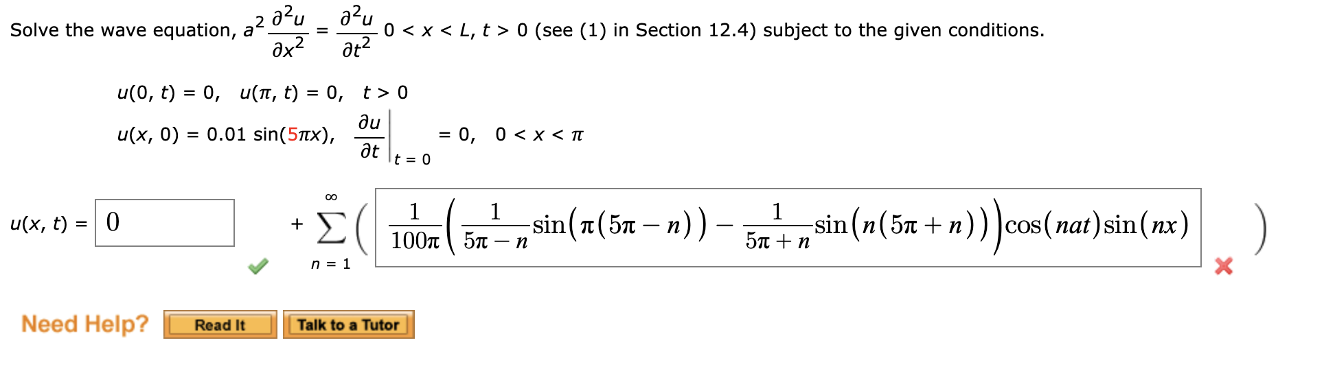 Solve The Wave Equation 22 02u 02u Card Loo U X Chegg Com