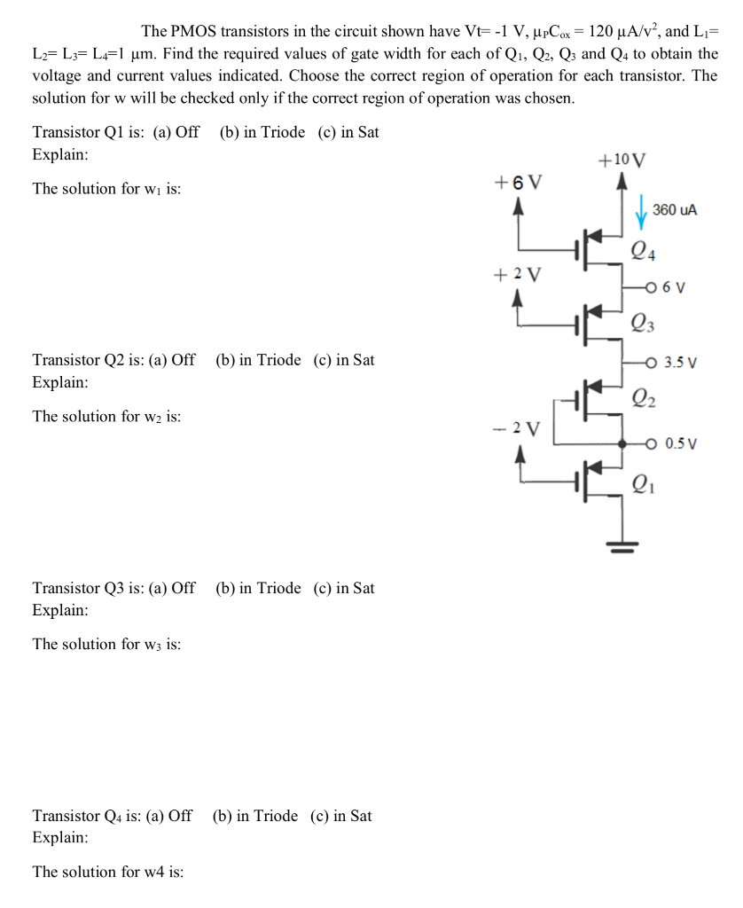 Pmos Vt Solved The PMOS transistors in the circuit shown have Vt=-1 | Chegg.com