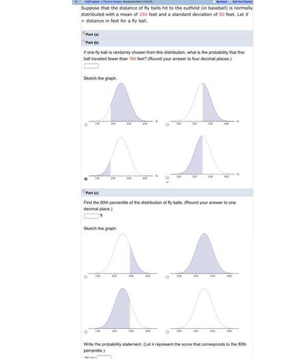 Solved Suppose that the distance of fly balls hit to the