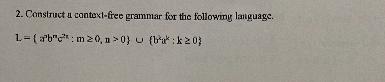 Solved 2. Construct a context-free grammar for the following | Chegg.com