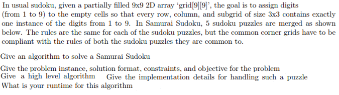 In Usual Sudoku Given A Partially Filled 9x9 2D Chegg