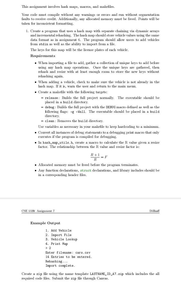 This assignment involves hash maps, macros, and | Chegg.com