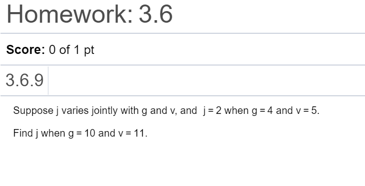 Solved Suppose J Varies Jointly With G And V And J 2 Whe Chegg Com