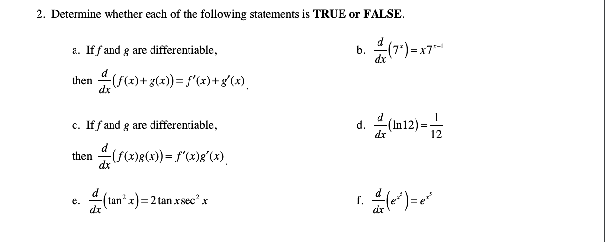 Solved Determine Whether Each Of The Following Statements Is | Chegg.com