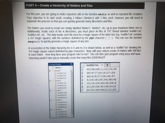 Solved PART 4 -Create a hierarchy of folders and files For | Chegg.com