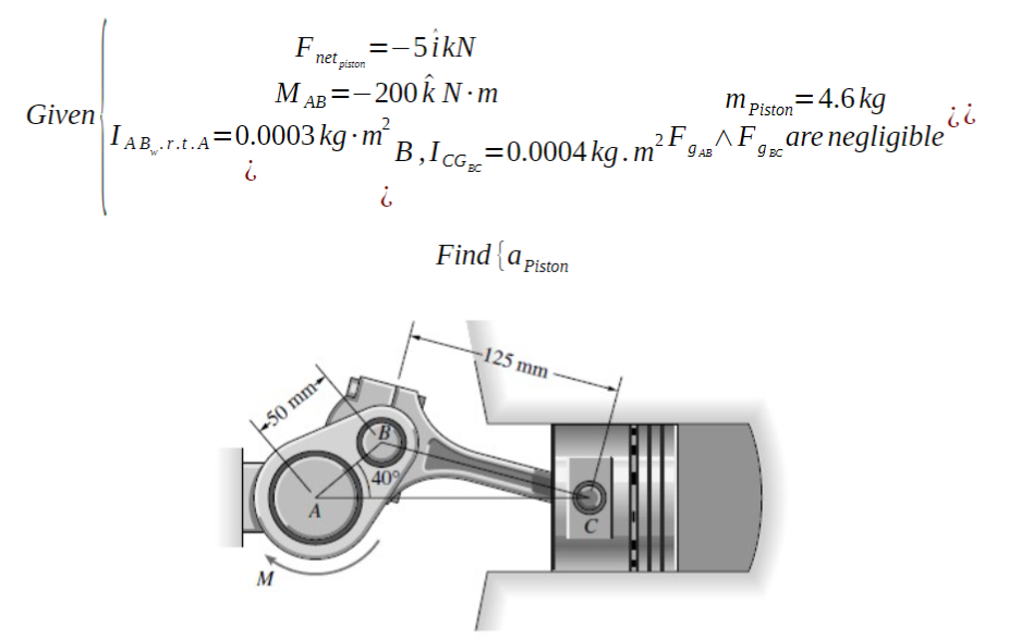 F Net Piston Given 5ikn M Ab 0 A N M M Piston Chegg Com