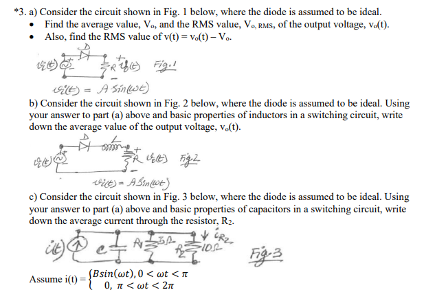 Solved *3. ﻿a) ﻿Consider The Circuit Shown In Fig. 1 ﻿below, | Chegg.com