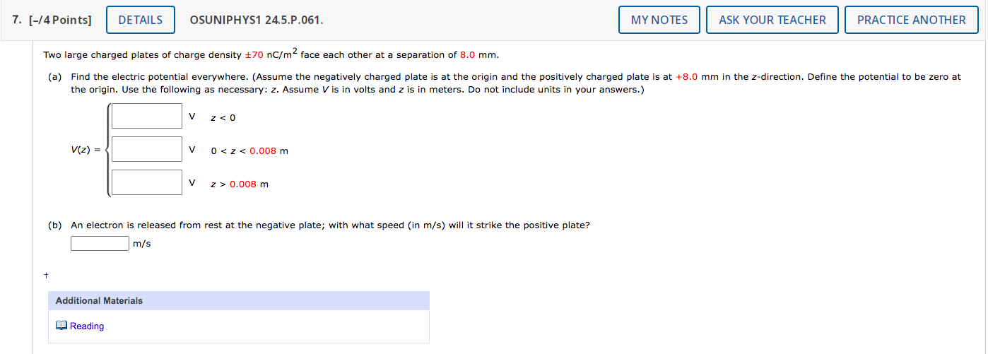 Solved Two large charged plates of charge density ±70nC/m2 | Chegg.com