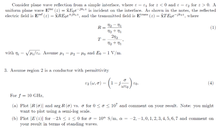 Consider plane wave reflection from a simple | Chegg.com
