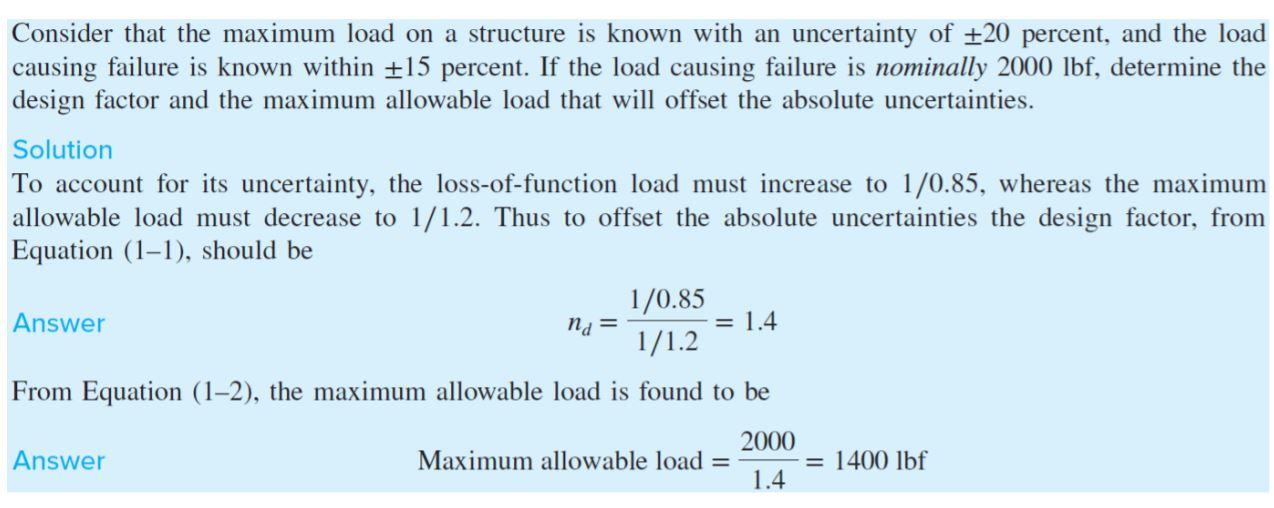 Solved Consider that the maximum load on a structure is