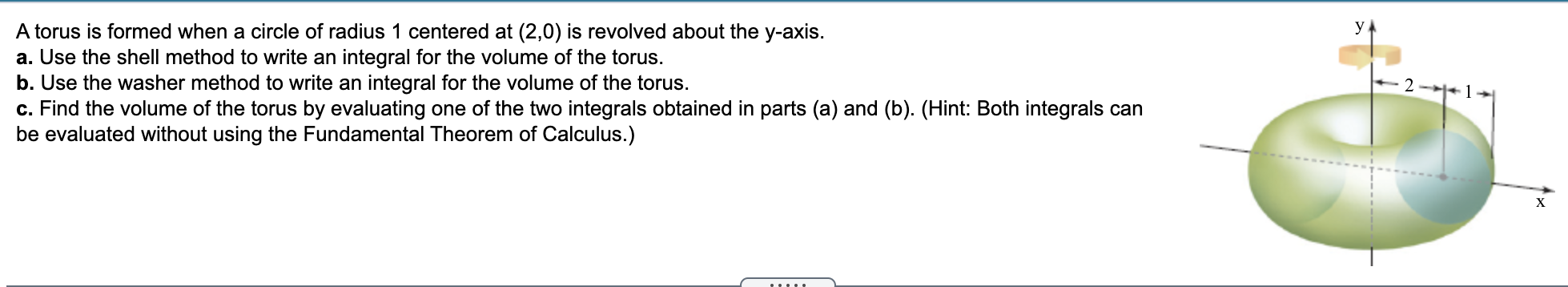 Solved у. A torus is formed when a circle of radius 1 | Chegg.com