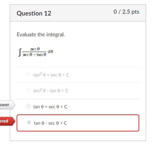 integral of tan^2 theta sec theta