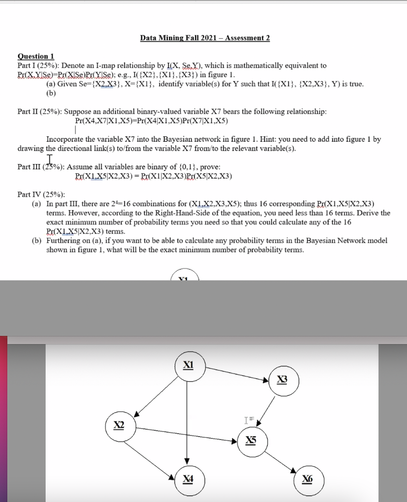 Data Mining Fall 2021 Assessment 2 Question 1 Part I | Chegg.com