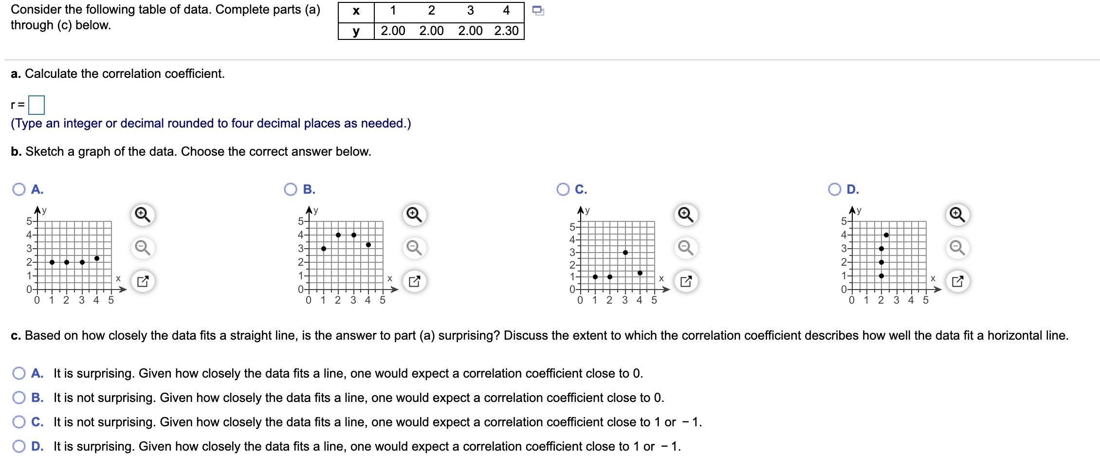 Solved х 1 2 3 4 Consider the following table of data. | Chegg.com