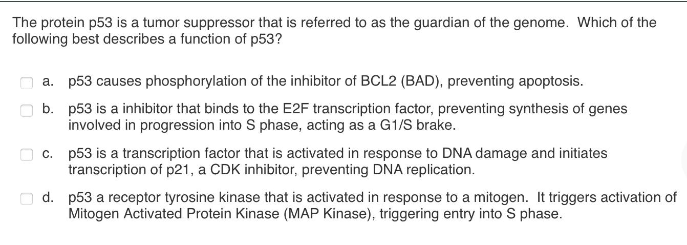 Solved The protein p53 is a tumor suppressor that is Biology Diagrams