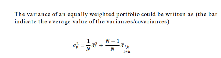 Solved The Variance Of An Equally Weighted Portfolio Could | Chegg.com