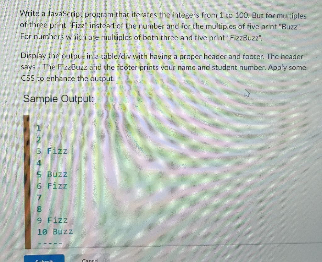 Solved Write a JavaScript program that iterates the integers | Chegg.com
