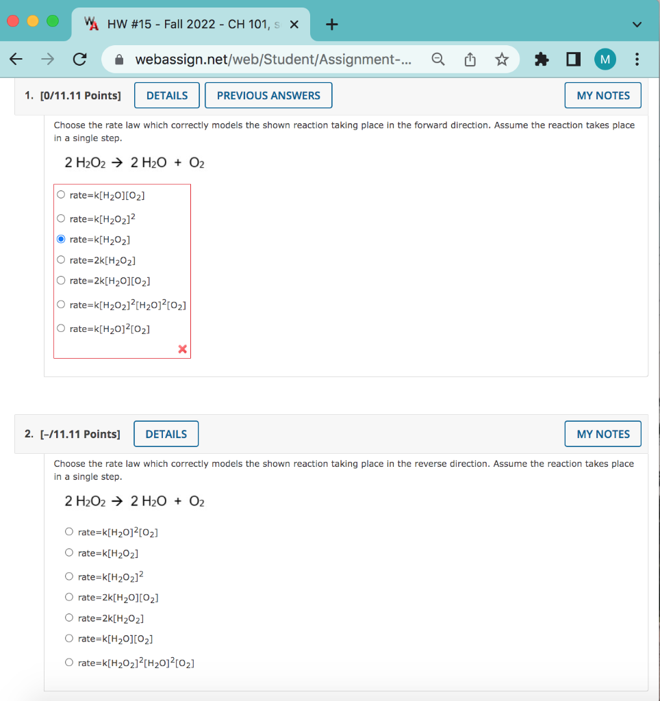 Solved 1. Choose the rate law which correctly models the | Chegg.com