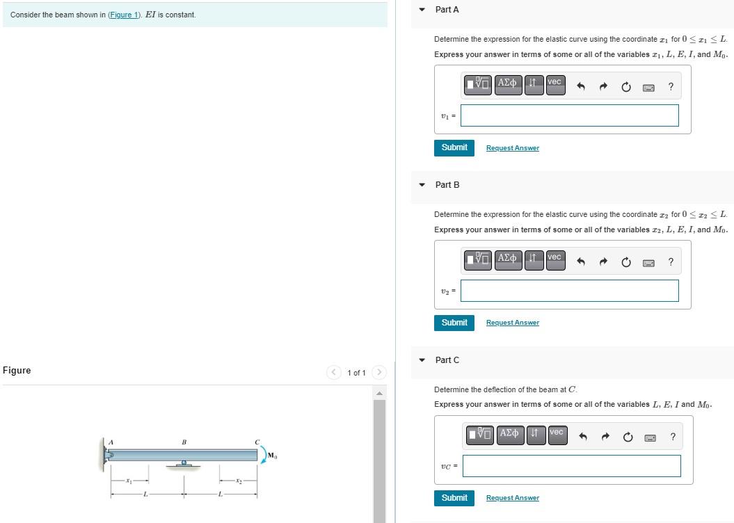 Solved Consider The Beam Shown In EI Is Constant. Part A | Chegg.com