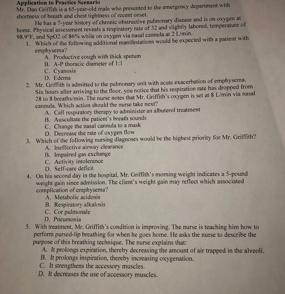 Solved Application to Practice Scenario Mr. Dan Griffith is | Chegg.com