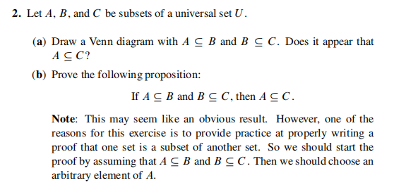 Solved 2. Let A, B, And C Be Subsets Of A Universal Set U. | Chegg.com